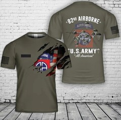 Custom Name US Army 82nd Airborne Division T-Shirt 3D Size S-5XL