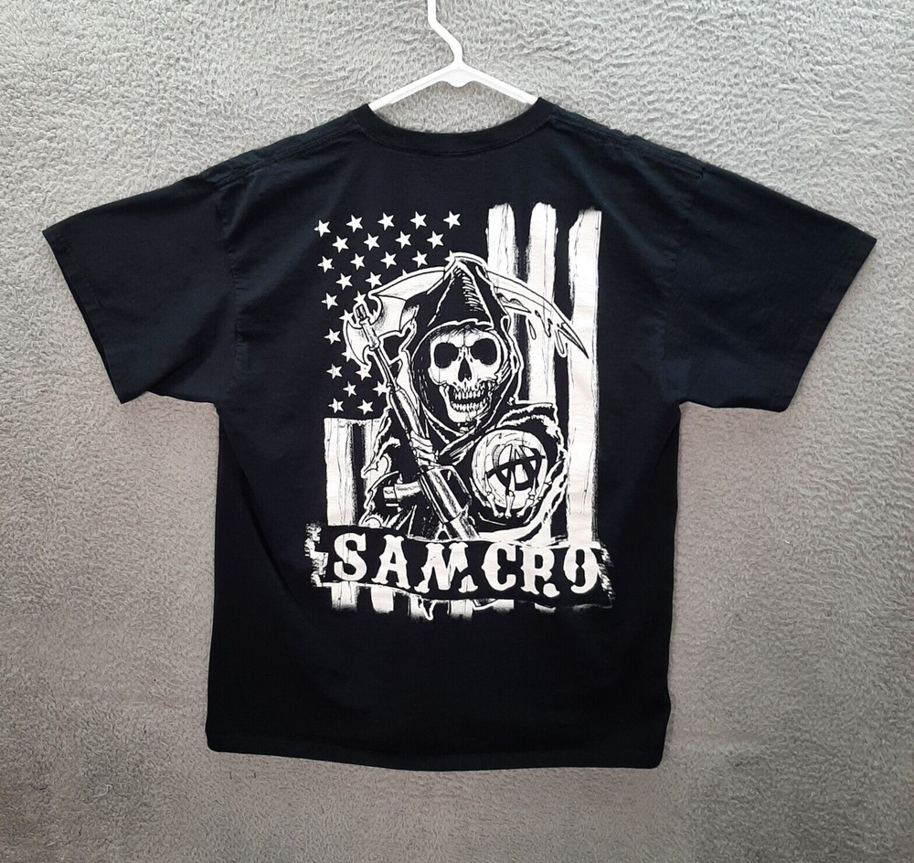 Sons Of Anarchy Shirt Adult Extra Large Black Biker Motorcycle Grim Reaper Skull