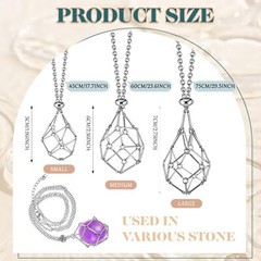 3 Pcs Adjustable Crystal Necklace Holder Cage Empty Stone Holder Necklace