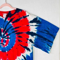 Authentic Pigment Mens Tie Dye T-Shirt Red White Blue Spiral Cotton Large L