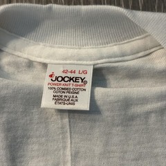 Vintage Jockey Shirt Mens Large White Blank Power Knit Tee T-Shirt Made USA