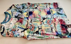 Surf Society Drill Cloth. Teal Blue Crew Neck Miami Retro Flamingo Men’s Size(L)