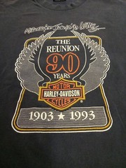 Vintage Harley Davidson 90 Years Reunion T-shirt Holoubek Front Back Print Sz Lg