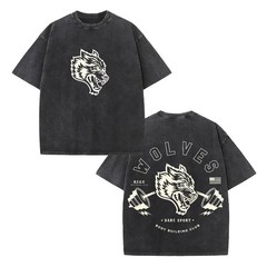 Darc Sport Wolves Bodybuilding Club Graphic T-Shirt Gym Cotton Tee
