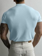 Camiseta De Manga Corta Con Cuello De Pico Para Hombre Moda Ajustada Casual Lujo