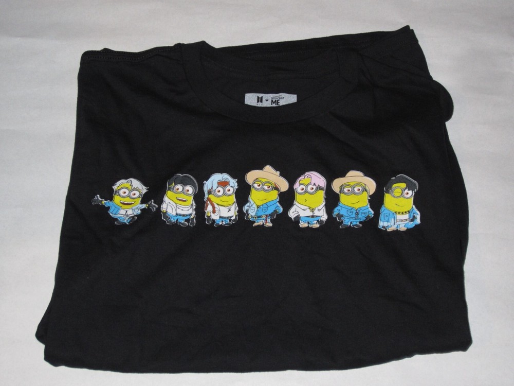 BTS x Despicable Me 4 Minions Group Shirt Black Adult XXL NEW!