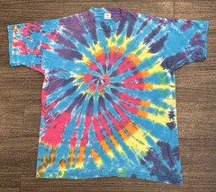 Early 1990s Festival Spiral Tie-Dye Vintage Blank T-Shirt Size XL FOTL