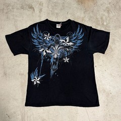 Vintage Yazbek Y2K cyber grunge fleur-de-lis wings graphic tee