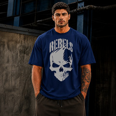 Customizable Oversized Skull Graphic Cotton T-Shirt Men’s Streetwear Gym Workout