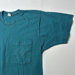 VTG BVD Shirt Mens Large Turquoise Pocket Crewneck USA Single Stitch Selvedge