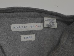 Vintage 90s V-Neck Shirt Men Large Minimal Gray Heavy Rayon Blend Robert Stock