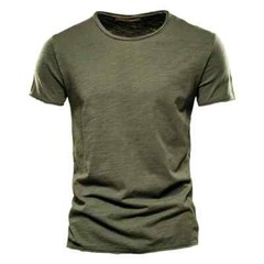 100% Cotton Round Neck Design Slim Fit Soild Color Short Sleeve T Shirt for Men