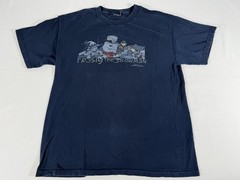 Vtg Frosty The Snowman Shirt Mens L Blue Christmas Cartoon Graphic Tee Holiday