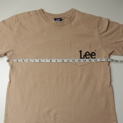 Vinage 80s Lee jeans Pocket T shirt Tee Size Small Logo Spellout Tan Short Sleev