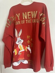 Chinese year of the rabbit WB Bugs Bunny shirt Long Sleeve Spirit Jersey Red S