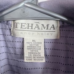 TEHAMA polo sleeveless tank top stripes dotted Lavender Sleeveless Blouse