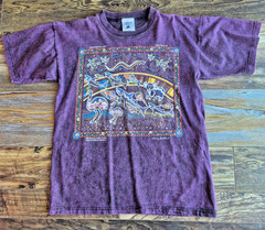 Vintage Gooses Aboriginal Art Animal Australia T-Shirt Cotton Acid-Purple Sz.M