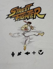 Street Fighter Shirt Mens XL White Ryu Kick Graphic Tee Capcom Video Game Art