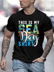 Men’s Trendy Letter Print Graphic T-Shirt Casual Streetwear Crew Neck Tee