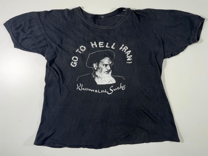 Iran Hostage Crisis Khomeini Graphic T Shirt 70s 80s Distressed M Vintage
