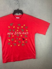 New Zealand Kiwi Bird Shirt Mens Extra Large Red AOP Graphic Made In New Zealand