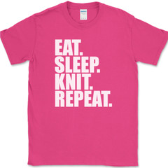 Eat Sleep Knit Repeat Knitting T-Shirt Yarn Hobby Stitch Craft Gift Tee