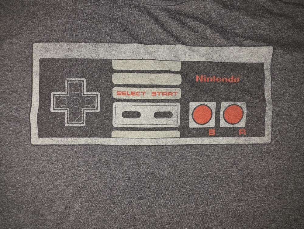 Nintendo Shirt Mens Large Gray Gaming Gamer Short Sleeve
