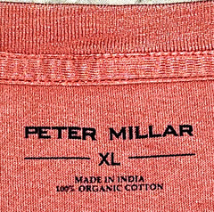 NEW PETER MILLAR, MENS SIZE XL, LAVA WASH ‘CLAY ROSE’ POCKET T-SHIRT-MSRP $65.00