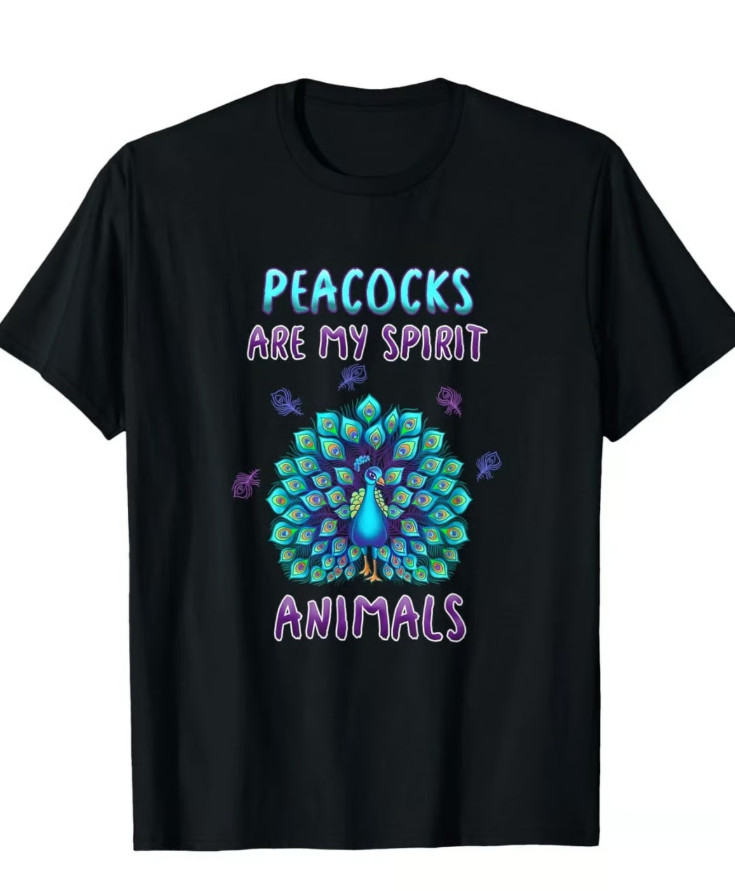 Funny Peacock Spirit Animal T-Shirt Mens Womens Vintage Graphic Tee