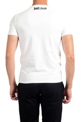 Just Cavalli Men’s White Graphic Print Crewneck T-Shirt US 2XL IT 56