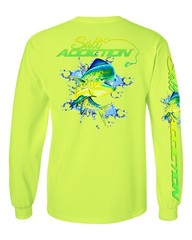 Salt Addiction Saltwater Dolphin Fishing Long Sleeve T Shirt Mahi Mahi Cotton