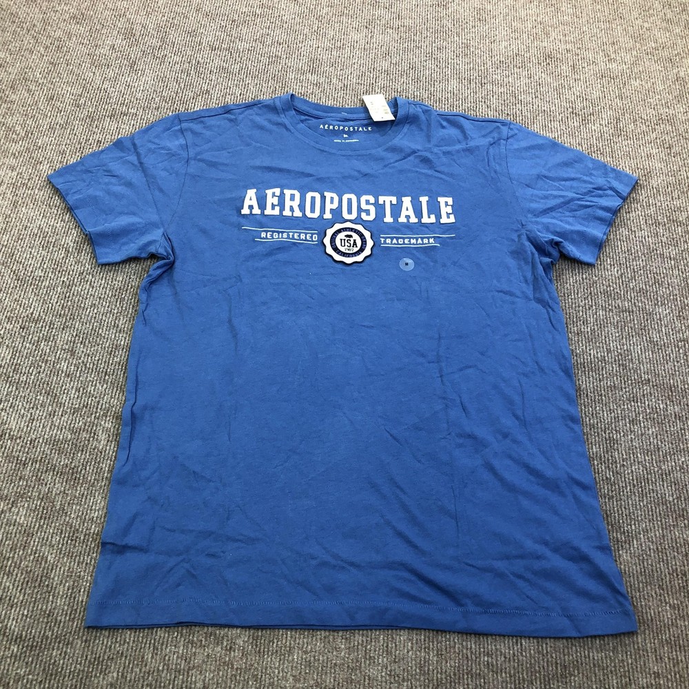 Aeropostale Shirt Mens Medium Blue USA Registered Trademark Graphic Tee Tagless