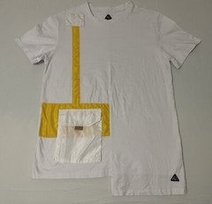 American Stitch Size Medium White T-shirt Color Block Pocket Asymmetrical