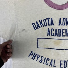 Vintage School Athletics Shirt White Dakota Adventist Academy Ringer PE Tee