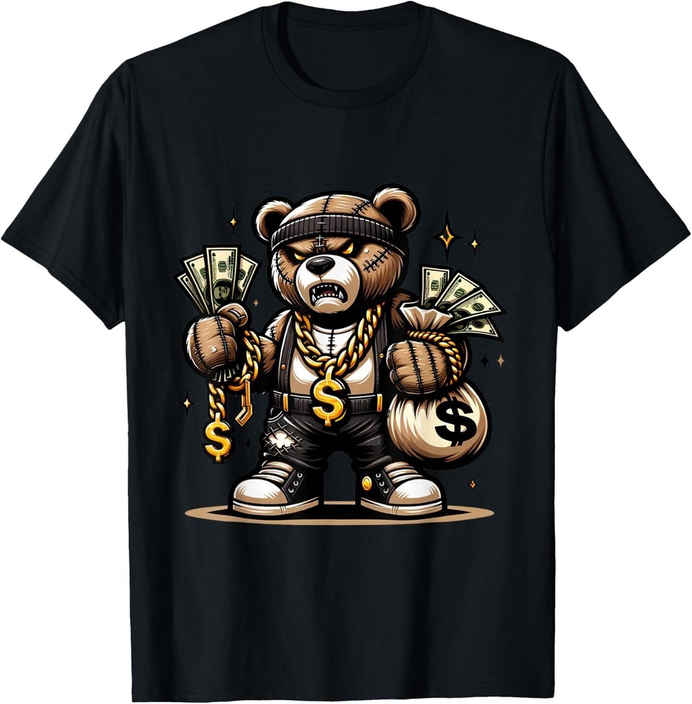 Teddy Bear Money Swag Hip Hop Rapper Graphic Drip Dopeskill T-Shirt