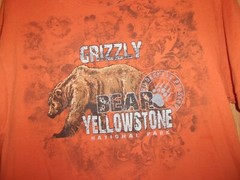 Yellowstone national park Grizzly Bear orange L t shirt