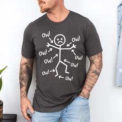 Ow Ow Ow Stick Character Figure Humor Chronic Pain Awareness T-Shirt