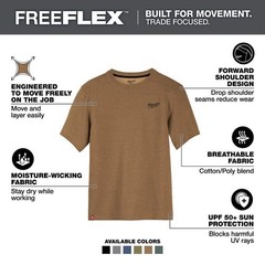 Milwaukee Men’s X-Large Brown Cotton/Polyester Short-Sleeve Hybrid Work T-Shirt