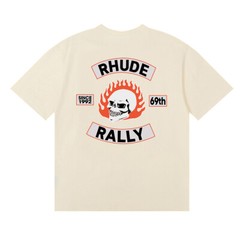 NEW Men Women RHUDE High Quality 100% Cotton Short Sleeve Polo T-Shirt SZ:S-2XL