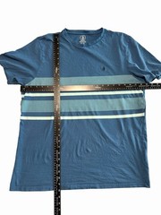 Cool Volcom 90s surf skate Men Blue Striped Logo Crew Neck Short Sleeve Size XL