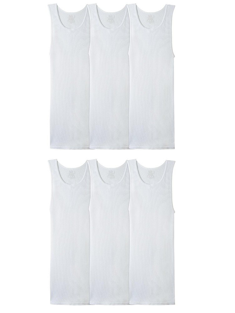 Fruit of the Loom Men’s TagFree Tank AShirt, 6 PackWhite, Large