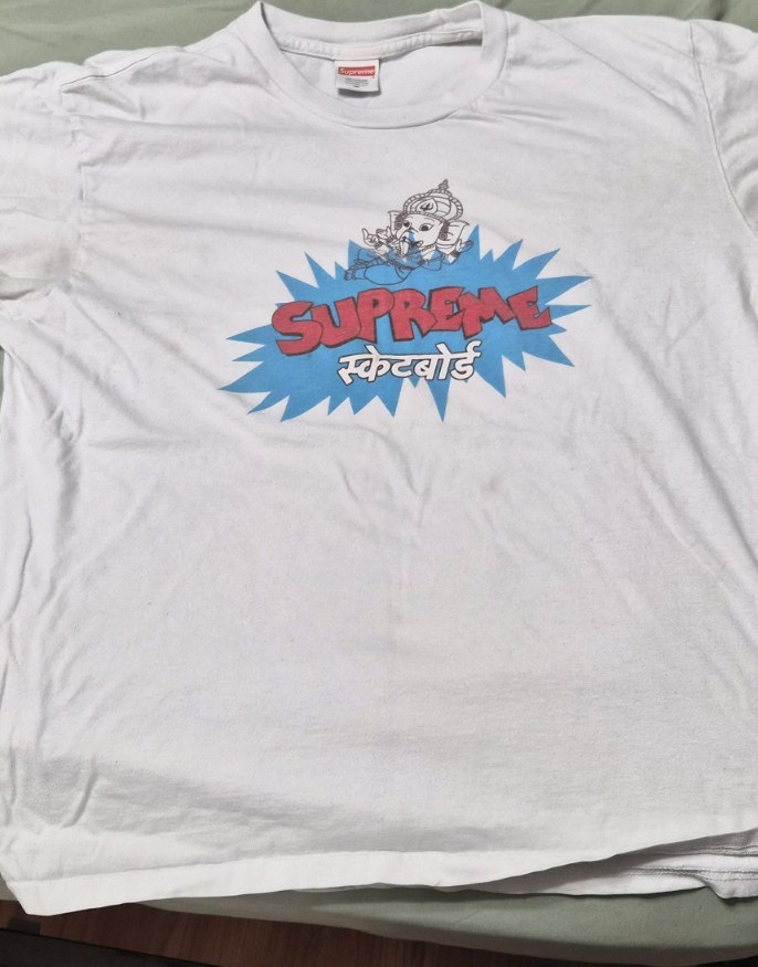 Supreme Ganesh Tee White M Crew Neck Short Sleeve Graphic Print Preshrunk