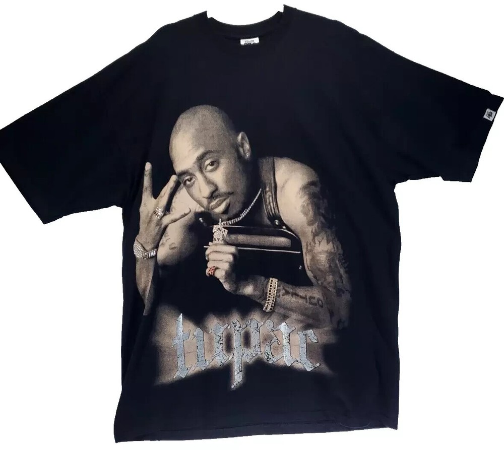Vintage Tupac 2Pac All Eyez On Me Rap Tee Shirt Mens 3X Tall Y2K Rhinestone
