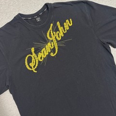 Y2K Sean John Chain Script Logo Tee Black Gold Hip Hop Puff Daddy Mens XXL