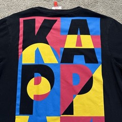 Kappa Authentic Estessi Tee Shirt Men Medium Black Big Logo On Back Regular Fit