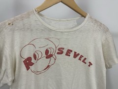 VTG 40s Theodore Roosevelt Teddy Worn Thrashed Distressed T-Shirt Size M 18.5×21