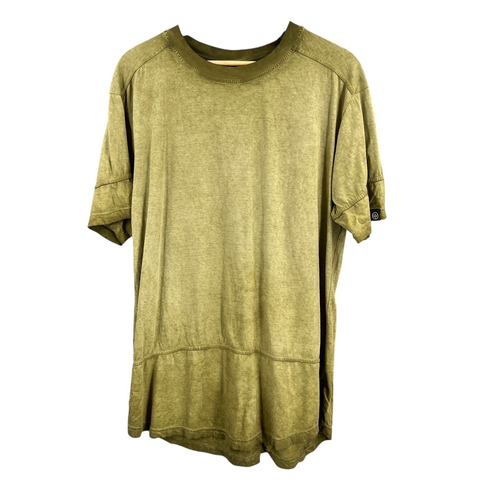 WT02 Mens T Shirt Washed Olive Green Cotton Oversized Size Large
