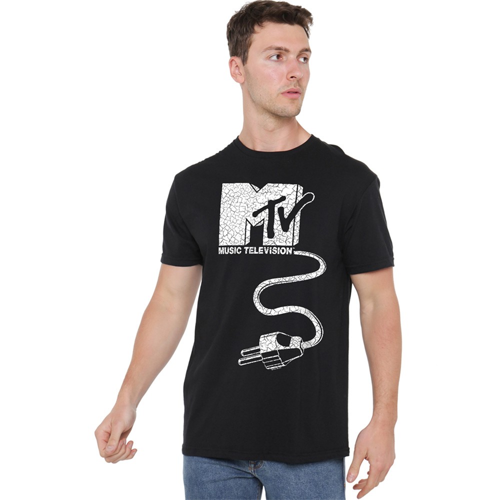 Unplugged Mtv Logo With Giant Plug T-Shirt S-5XL, Black