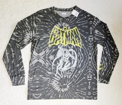 Mens DC Comics Batman Gray Tie Dye Long Sleeve Shirt Size M Medium NEW NWT