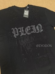 New Fashion Trend Rhinestone Summer Short Sleeve Luxury Men Cotton Black T-Shirt
